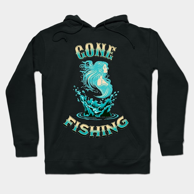 Gone Fishing Mermaid Sunset Hoodie by Boo Face Designs